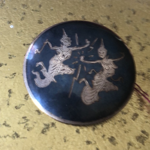 Vintage Siam Nielloware Brooch‎ - Picture 2 of 5
